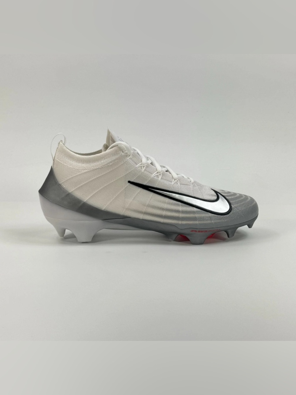 Nike Vapor Elite 1 Men’s White and Gray Football Cleats with Black Swoosh FB3288